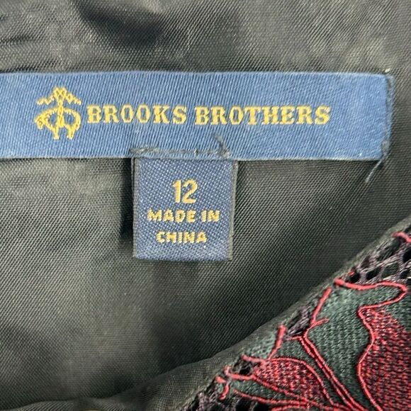 Brooks Brothers Maroon Green Lace Overlay Long Sleeve Lined Dress Size 12 - Picture 6 of 16